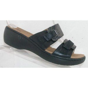 Clarks Collection Delana Fanela leather snake print wedge sandal slides 7.5M